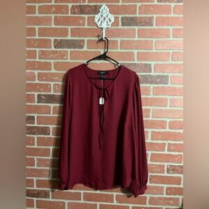 Forever 21 | Long Sleeve Burgundy Chiffon Blouse